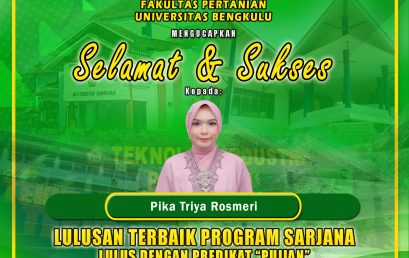 Pika Triya Rosmeri, a Student from the Department of Agricultural Technology, Become the Best Graduates of the Undergraduate Program at the Yudisium Period 111 of the Faculty of Agriculture