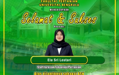 Ela Sri Lestari, staff of the Department of Agricultural Technology was inaugurated as a Government Employee with a Work Agreement (PPPK) of the University of Bengkulu