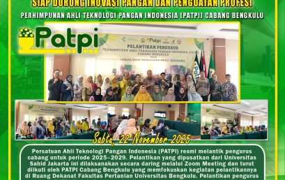 PATPI Bengkulu Management for the 2025-2029 Period Officially Inaugurated, Ready to Encourage Food Innovation and Professional Strengthening