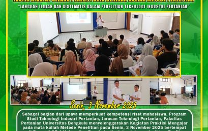 Strengthening Student Competence in Scientific Steps in Agricultural Industrial Technology Research, Taufik Hidayat as BRIN Researcher Gives Lecture on Practitioners Teaching Research Methods