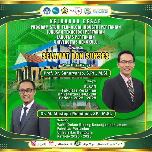 The New Dean and Vice Dean of the Faculty of Agriculture, University of Bengkulu Officially Inaugurated: Realizing a Superior and Competitive Faculty