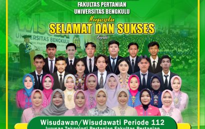 University of Bengkulu Holds Graduation for Period 112, Agricultural Industry Technology Study Program Adds 28 Best Graduates