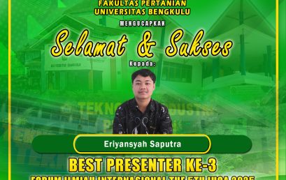 Eriyansyah Saputra, Agricultural Technology Student of UNIB, Won Best Presenter at The 5th IUCA International Scientific Forum 2025