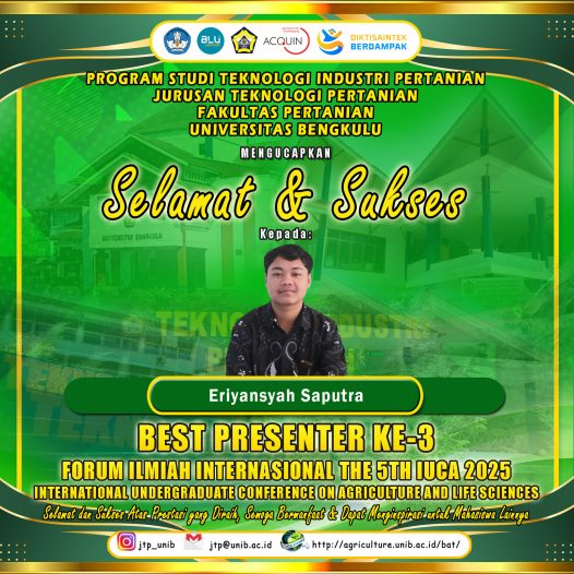 Eriyansyah Saputra, Agricultural Technology Student of UNIB, Won Best Presenter at The 5th IUCA International Scientific Forum 2025