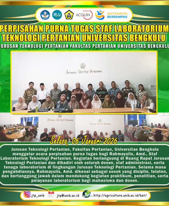 Farewell Retired Rahmayulis, Amd., Staff of the Agricultural Technology Laboratory, University of Bengkulu