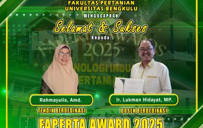 Ir. Lukman Hidayat, MP., Dedicated Lecturer and Rahmayulis, Amd., Dedicated Staff of the Faculty of Agriculture FAPERTA Award who Retired in 2025