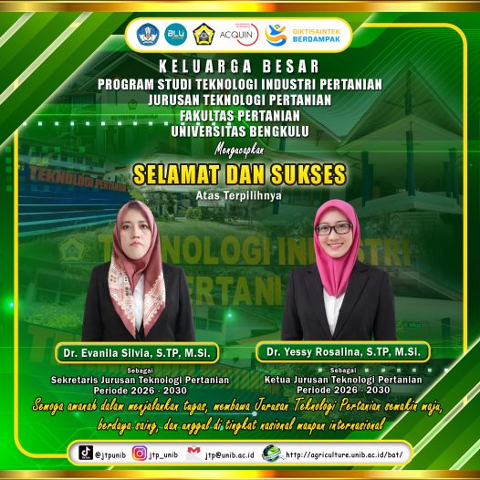 Dr. Yessy Rosalina, S.TP, M.Si. and Dr. Evanila Silvia, S.TP, M.Si. Elected as Chair and Secretary of the Department of Agricultural Technology, Faculty of Agriculture, University of Bengkulu for the period of 2026 – 2030