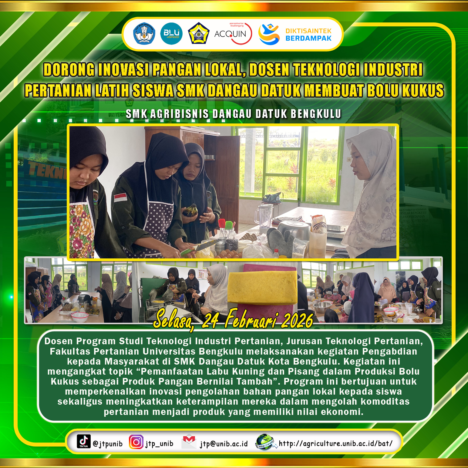 Encouraging Local Food Innovation, Agricultural Industry Technology Lecturer Trains Dangau Datuk Vocational School Students to Make Steamed Sponges Encouraging Local Food Innovation, Agricultural Industry Technology Lecturer Trains Dangau Datuk Vocational School Students to Make Steamed Sponges