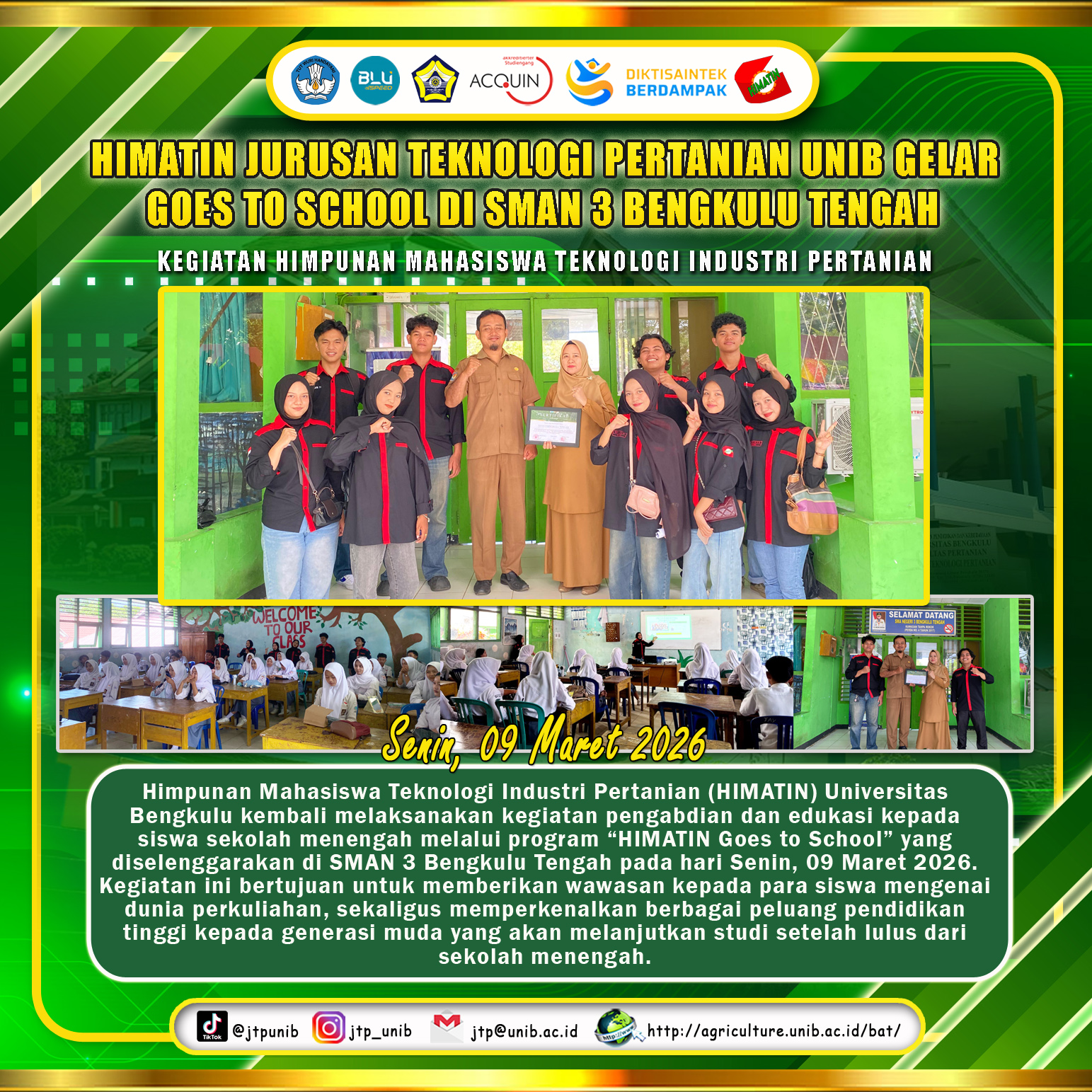HIMATIN Department of Agricultural Technology, University of Bengkulu Holds Goes to School at SMAN 3 Central Bengkulu