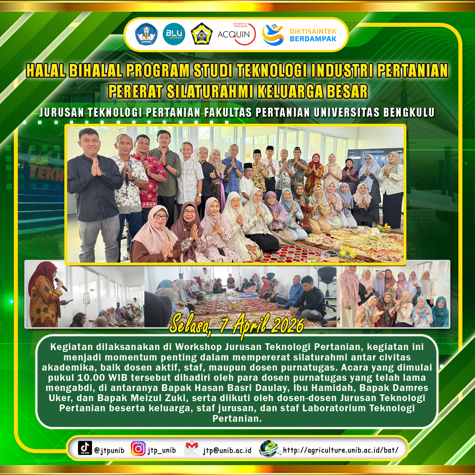 Halal Bihalal Agricultural Industrial Technology Study Program UNIB Strengthens Big Family Friendship