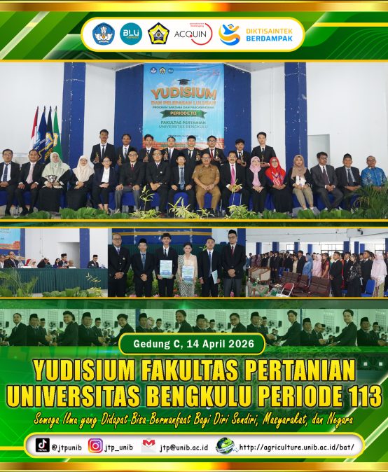 Yudisium of the Faculty of Agriculture, University of Bengkulu Period 113, Agricultural Industrial Technology Study Program Adds 8 Best Graduates