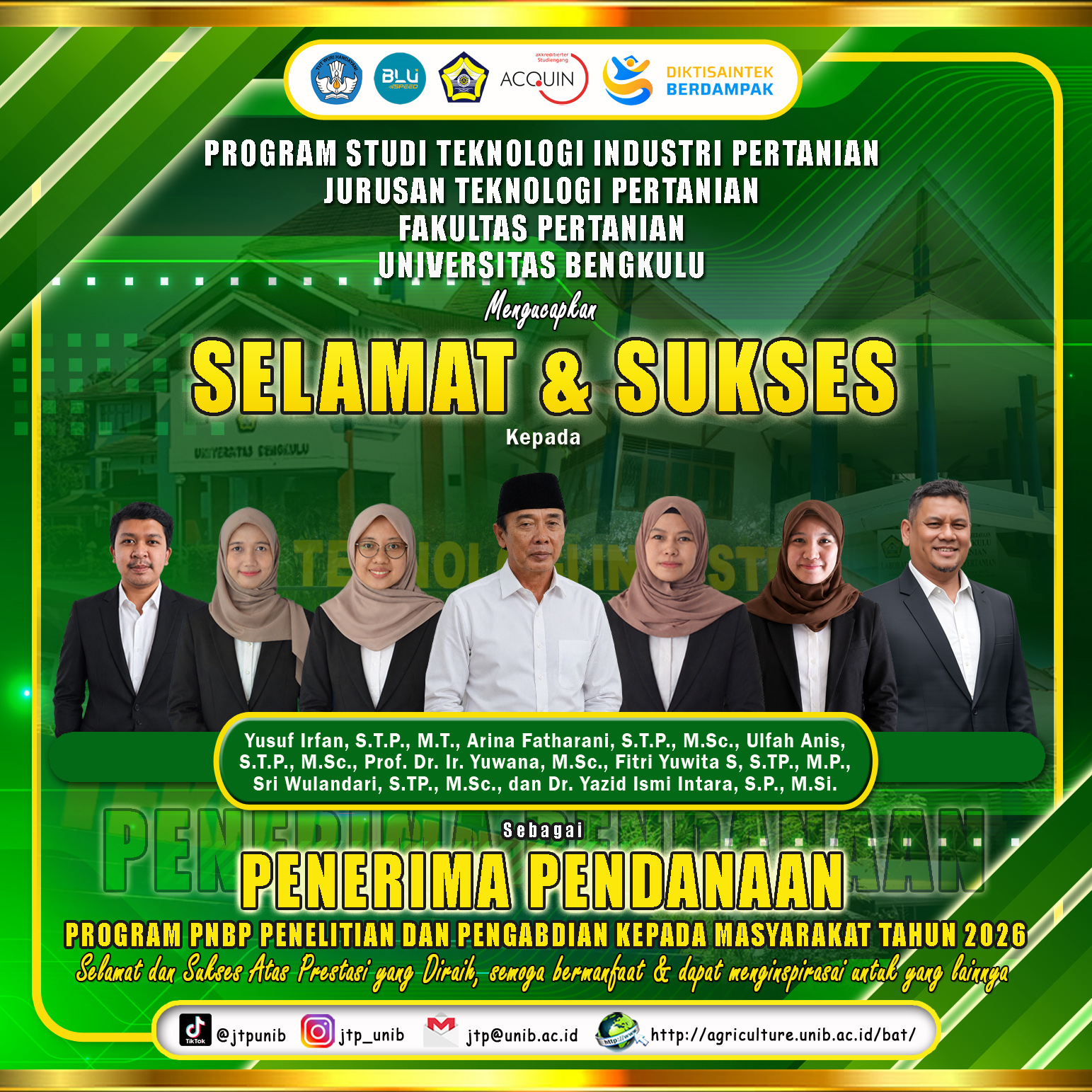 Lecturer of Agricultural Industrial Technology at the University of Bengkulu Passes PNBP Funding for Research and Community Service in 2026