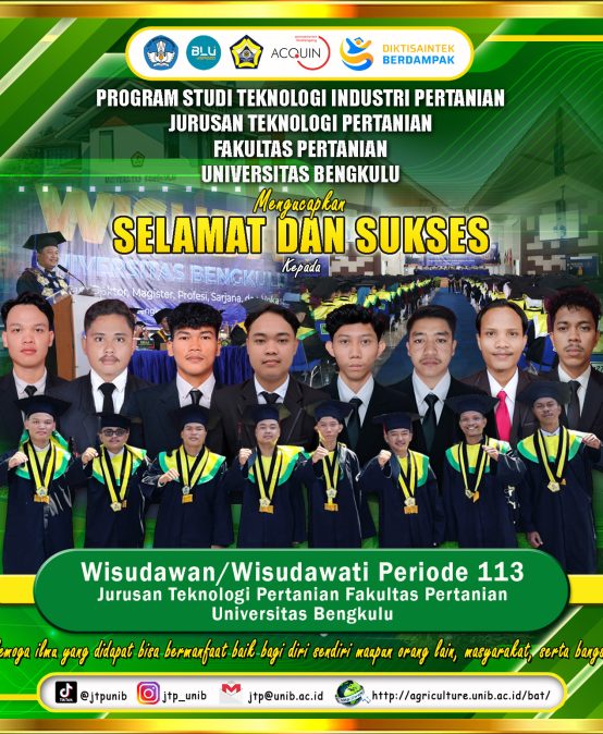 University of Bengkulu Holds Graduation for Period 113, Agricultural Industrial Technology Study Program Adds 8 Best Graduates