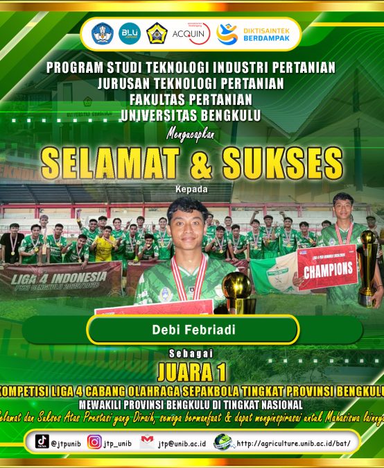 Debi Febriadi, Agricultural Industry Technology Student of UNIB, Won 1st Place in Bengkulu 4 League and Advances to the National Level