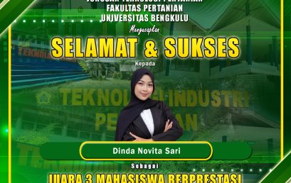 Dinda Novita Sari, Agricultural Industry Technology Student Won 3rd Place as Outstanding Student of the Faculty of Agriculture UNIB 2026