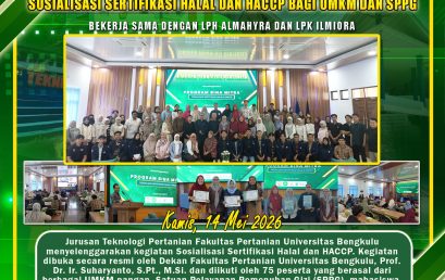 The Department of Agricultural Technology UNIB Holds Socialization of Halal and HACCP Certification for MSMEs and SPPG