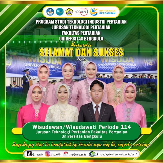 University of Bengkulu Holds Graduation for Period 114, Agricultural Industry Technology Study Program Adds 8 Best Graduates
