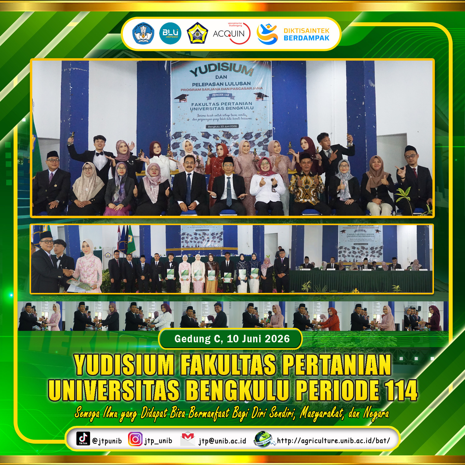 Judiciary of the Faculty of Agriculture, University of Bengkulu Period 114, Agricultural Industrial Technology Study Program Adds 8 Best Graduates
