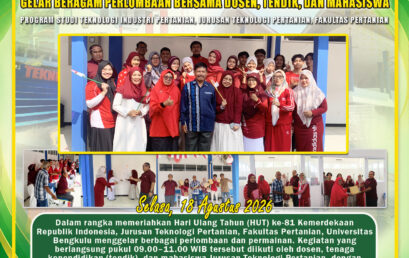 Celebrating the 81st Indonesian Independence Day, the Department of Agricultural Technology UNIB Holds Various Competitions with Lecturers, Staff, and Students