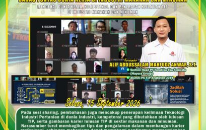 Department of Agricultural Technology, University of Bengkulu Holds TIP Alumni Sharing Series 2, Discussing the World of Work in the Food and Beverage Industry