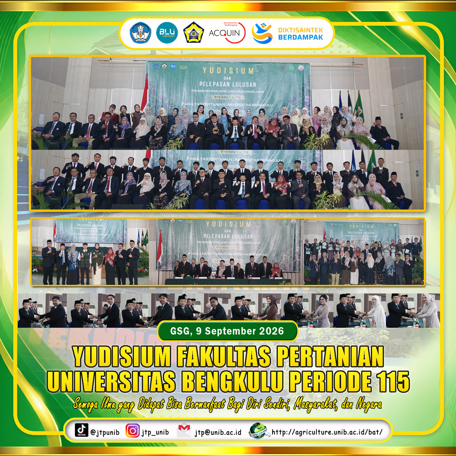 The Judiciary of the Faculty of Agriculture, University of Bengkulu Period 115, the Agricultural Industrial Technology Study Program Adds 40 Best Graduates The