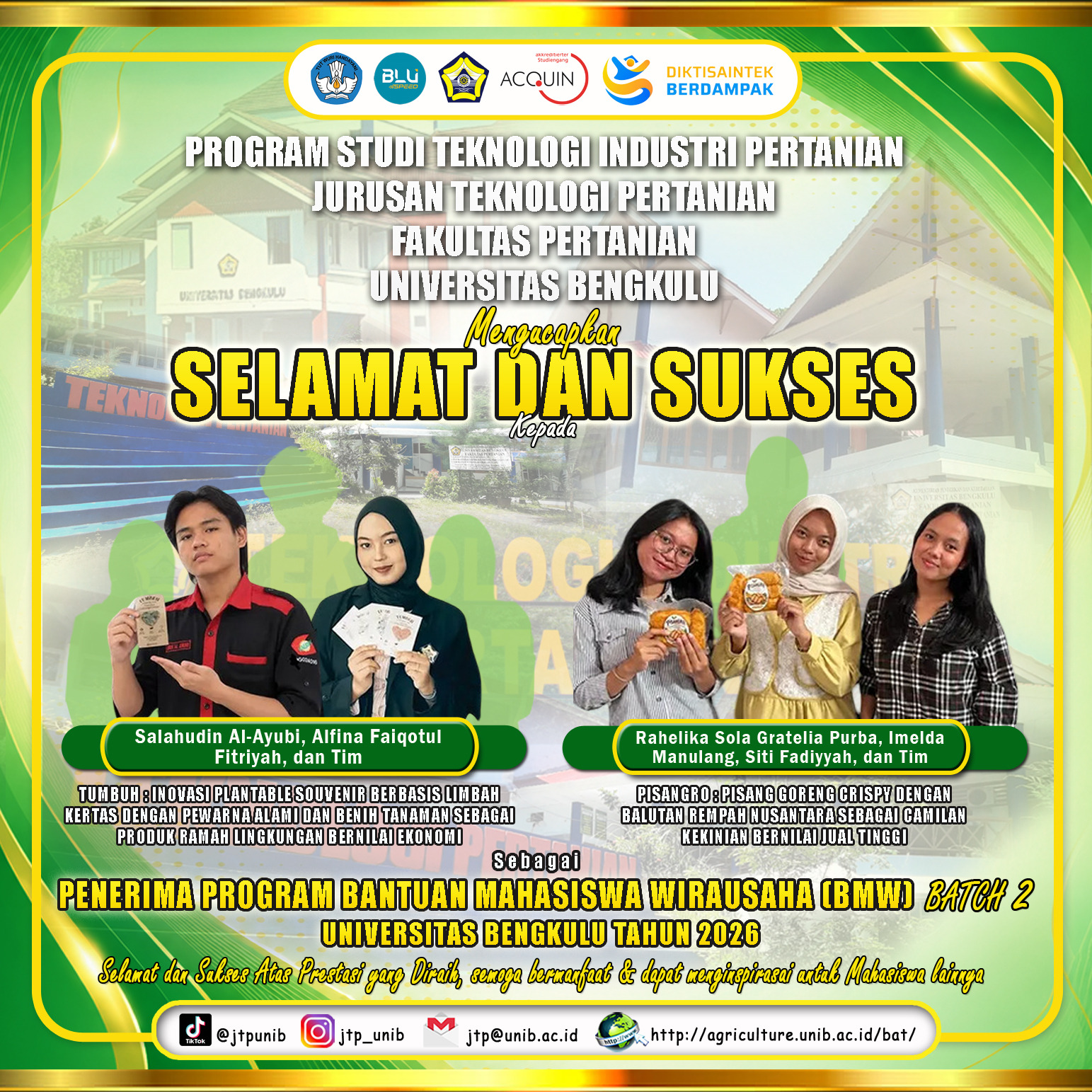Two Student Teams of the University of Bengkulu Develop Business Innovation through the BMW Batch 2 Program