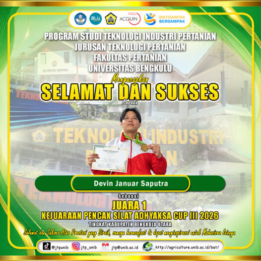 Students of the Department of Agricultural Technology, University of Bengkulu Won 1st Place in the ADHYAKSA CUP III Pencak Silat Championship in 2026