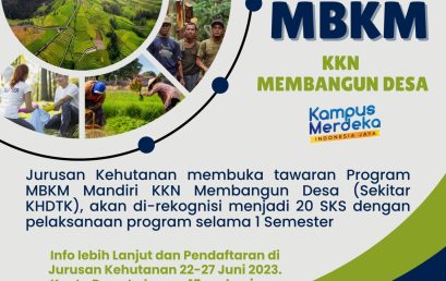 The Department of Forestry opened an offer for the “Program MBKM Mandiri: KKNT Membangun Desa” around KHDTK UNIB”.