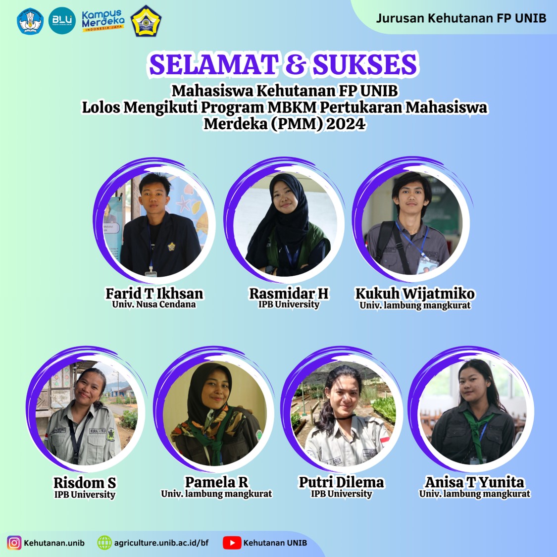 7 students from the Forestry Department have successfully qualified for the 2024 PMM-MBKM Program