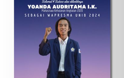Yoanda Audritama, Forestry Student Class of 2020, was appointed as Vice President of the UNIB Student Executive Board 2024