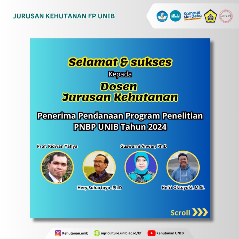 Recipients of LPPM PNBP University of Bengkulu Research Program Funding in 2024 Recipients of LPPM PNBP University of Bengkulu Research Program Funding in 2024