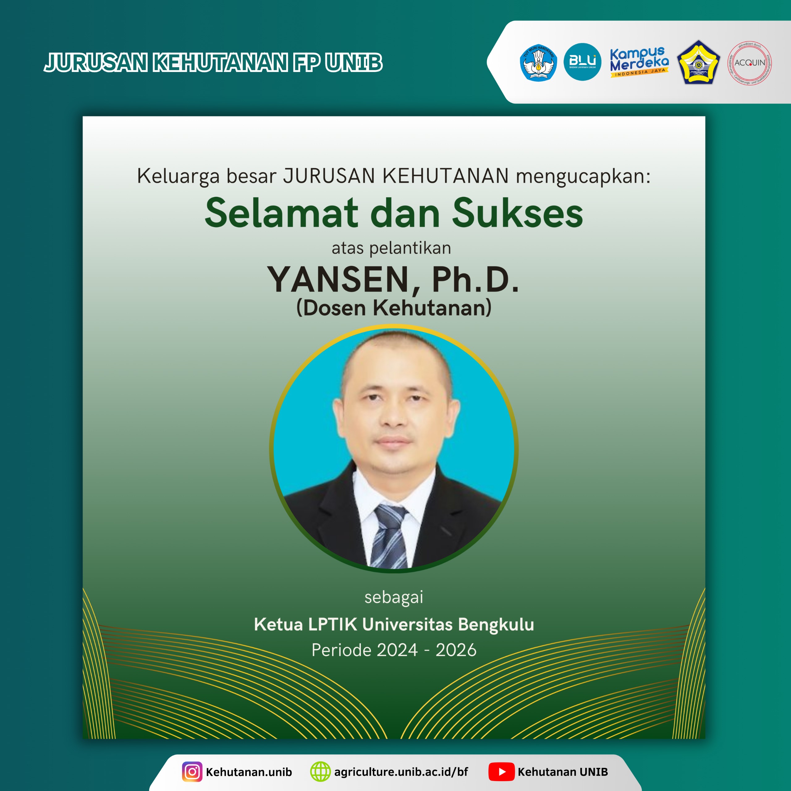 Yansen, Ph.D as chair of LPTIK UNIB Yansen, Ph.D as chair of LPTIK UNIB