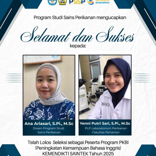 Lecturer of the Fisheries Science Study Program and Fisheries Laboratory Assistant passed the selection for the 2025 Ministry of Higher Education, Science, and Technology’s English Skills Improvement Program