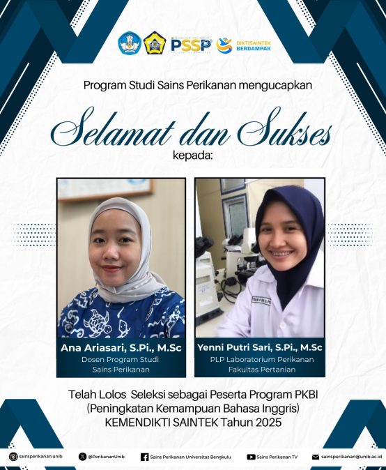Lecturer of the Fisheries Science Study Program and Fisheries Laboratory Assistant passed the selection for the 2025 Ministry of Higher Education, Science, and Technology’s English Skills Improvement Program