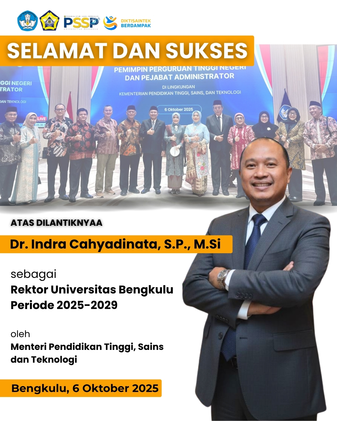 Fisheries Science Study Program Congratulates Newly Inaugurated Rector of University of Bengkulu