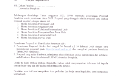 LPPM UNIB Opens Research Proposal Submissions for 2023 Funding