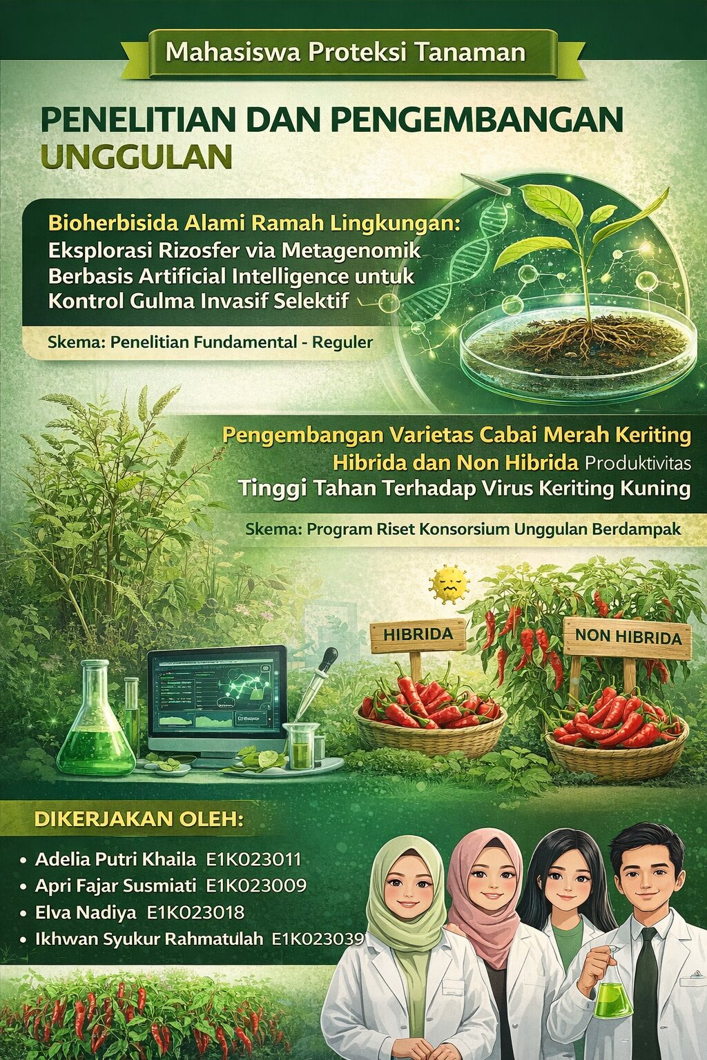 MAHASISWA PROTEKSI TANAMAN KEMBANGKAN RISET INOVATIF DI BIDANG BIOHERBISIDA DAN VARIETAS CABAI TAHAN VIRUS