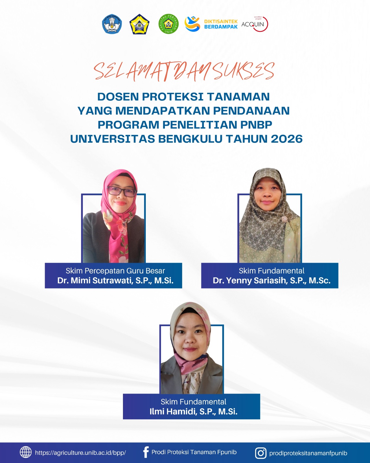 TIGA TIM DOSEN PROTEKSI TANAMAN UNIB LOLOS PENDANAAN PENELITIAN PNBP UNIB 2026