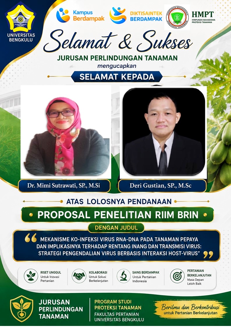 DOSEN PROTEKSI TANAMAN UNIVERSITAS BENGKULU RAIH HIBAH RIIM BRIN MELALUI RISET KOLABORATIF INTERNASIONAL