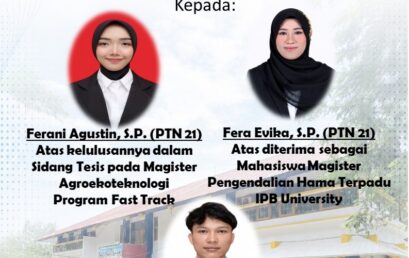 Tiga Alumni Jurusan Perlindungan Tanaman Universitas Bengkulu Raih Prestasi Akademik