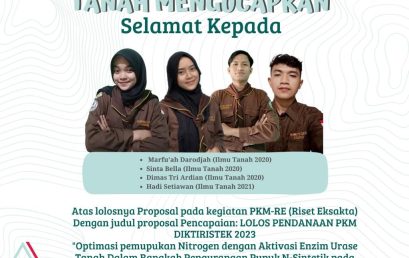 The soil science study program received funding from the Minister of Education and Culture in 2023 through PKM activities.