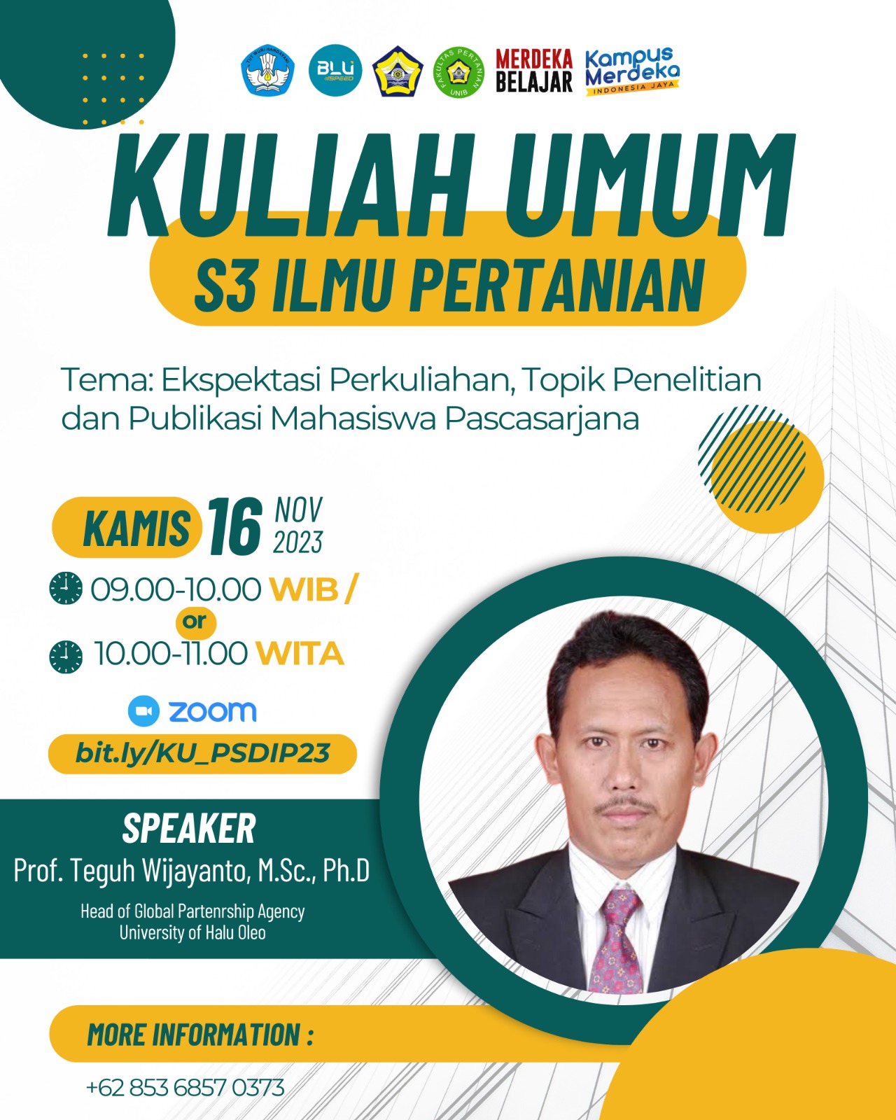 S3 Ilmu Pertanian Universitas Bengkulu Menghadirkan Prof. Teguh Wijayanto, M.Sc., Ph.D dalam Kuliah Umum S3 Ilmu Pertanian Universitas Bengkulu Menghadirkan Prof. Teguh Wijayanto, M.Sc., Ph.D dalam Kuliah Umum