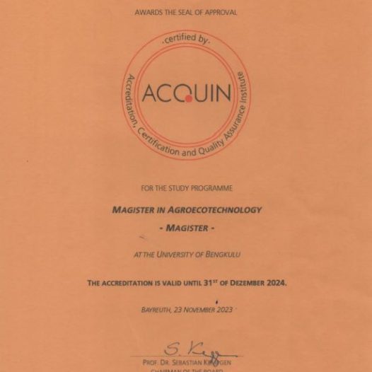 Program Magister Agroekoteknologi Raih Akreditasi Internasional ACQUIN dan Akreditasi Nasional BAN-PT