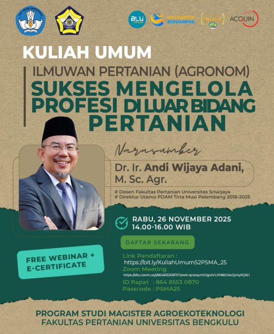 Kuliah Umum: Ilmuwan Pertanian (Agronom) Sukses Mengelola Profesi Di Luar Bidang Pertanian