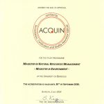 International Accreditation of Magister in Natural Resource Management Extended