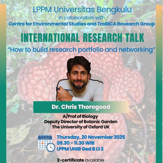 UNIB Hosts International Research Talk Featuring Dr Chris Thorogood from the University of Oxford