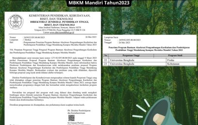 The Forestry Study Program of FP UNIB has obtained the Higher Education Curriculum Development and Learning Acceleration Assistance Program to support implementing the MBKM Mandiri Program 2023.
