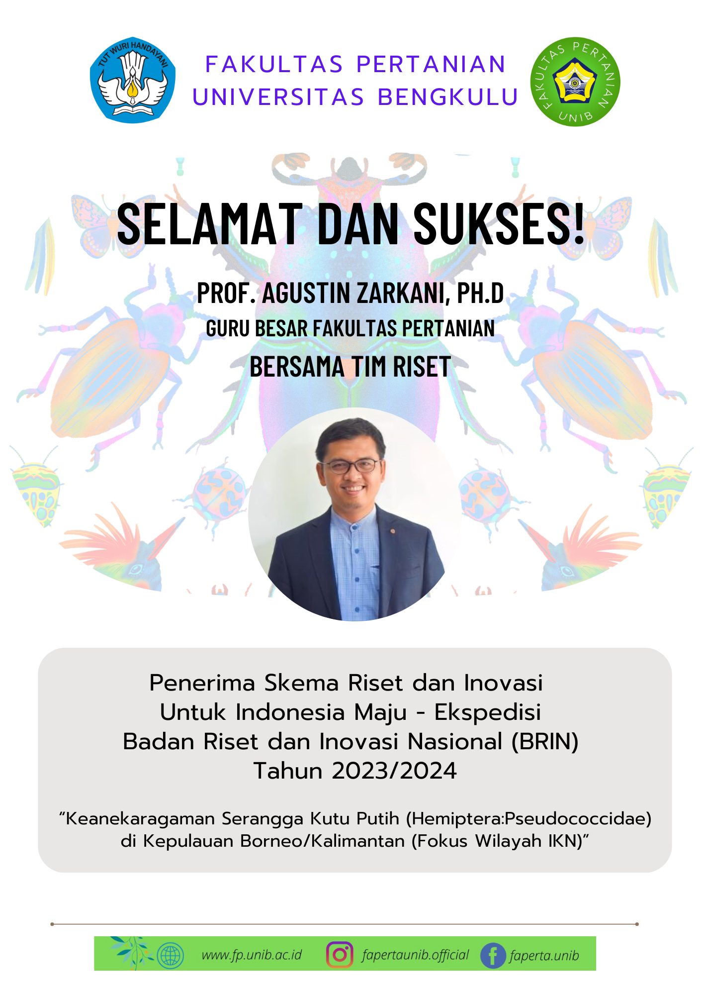 Prof. Agustin Zarkani and Team Awarded Research and Innovation Grant for Pioneering Study on Whitefly Diversity in Borneo/Kalimantan Islands