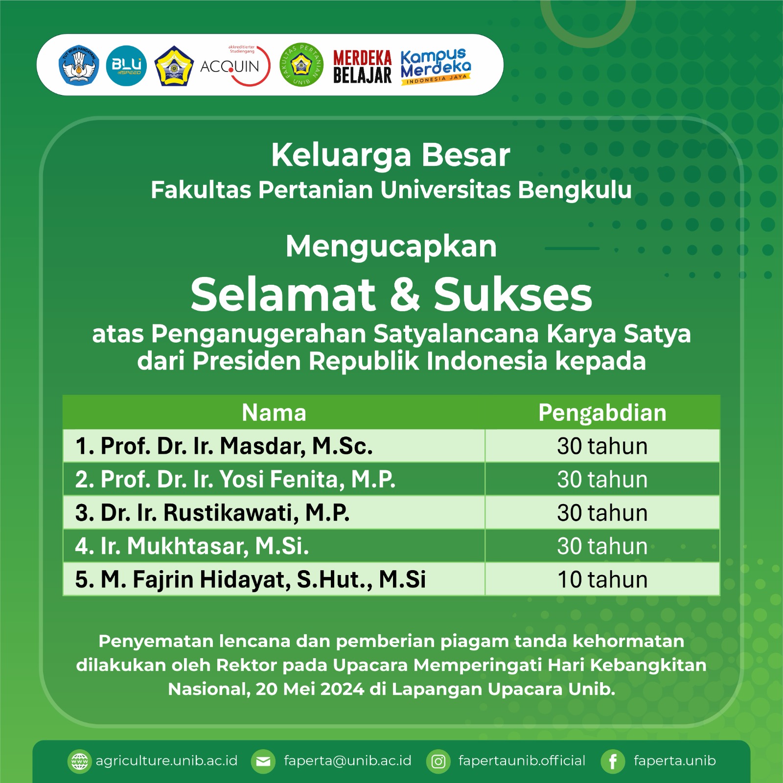 The Conferment of Satyalencana Karya Satya to Lecturers The Conferment of Satyalencana Karya Satya to Lecturers