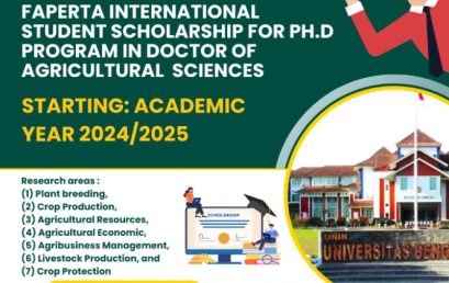 International Student Scholarship for Ph.D Program in Doctor of Agricultural Sciences